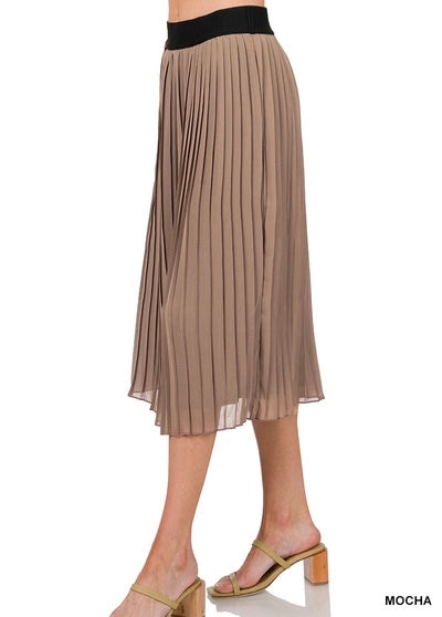 WOVEN CHIFFON HIGH WAIST PLEATED MIDI SKIRT-Happy Campers Boutique-Happy Campers Boutique, Women's Fashion and More in Plainwell, MI