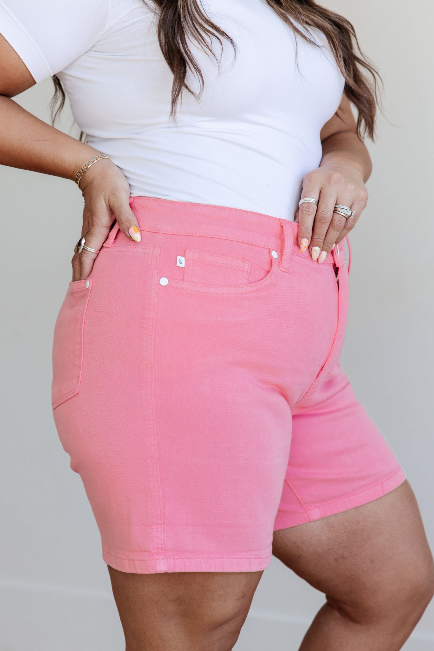 Jenna High Rise Control Top Cuffed Shorts in Pink-Womens-Ave Shops-Happy Campers Boutique, Women's Fashion and More in Plainwell, MI