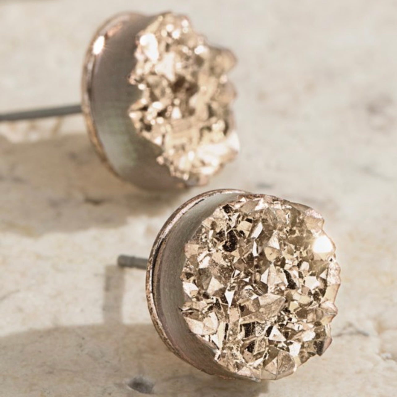 Round Drusy Post Earrings-Happy Campers Boutique-Happy Campers Boutique, Women's Fashion and More in Plainwell, MI
