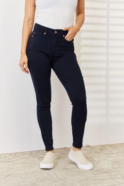 Judy Blue Full Size Garment Dyed Tummy Control Skinny Jeans-DENIM-Trendsi-Happy Campers Boutique, Women's Fashion and More in Plainwell, MI