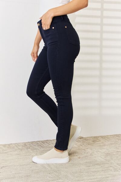 Judy Blue Full Size Garment Dyed Tummy Control Skinny Jeans-DENIM-Trendsi-Happy Campers Boutique, Women's Fashion and More in Plainwell, MI