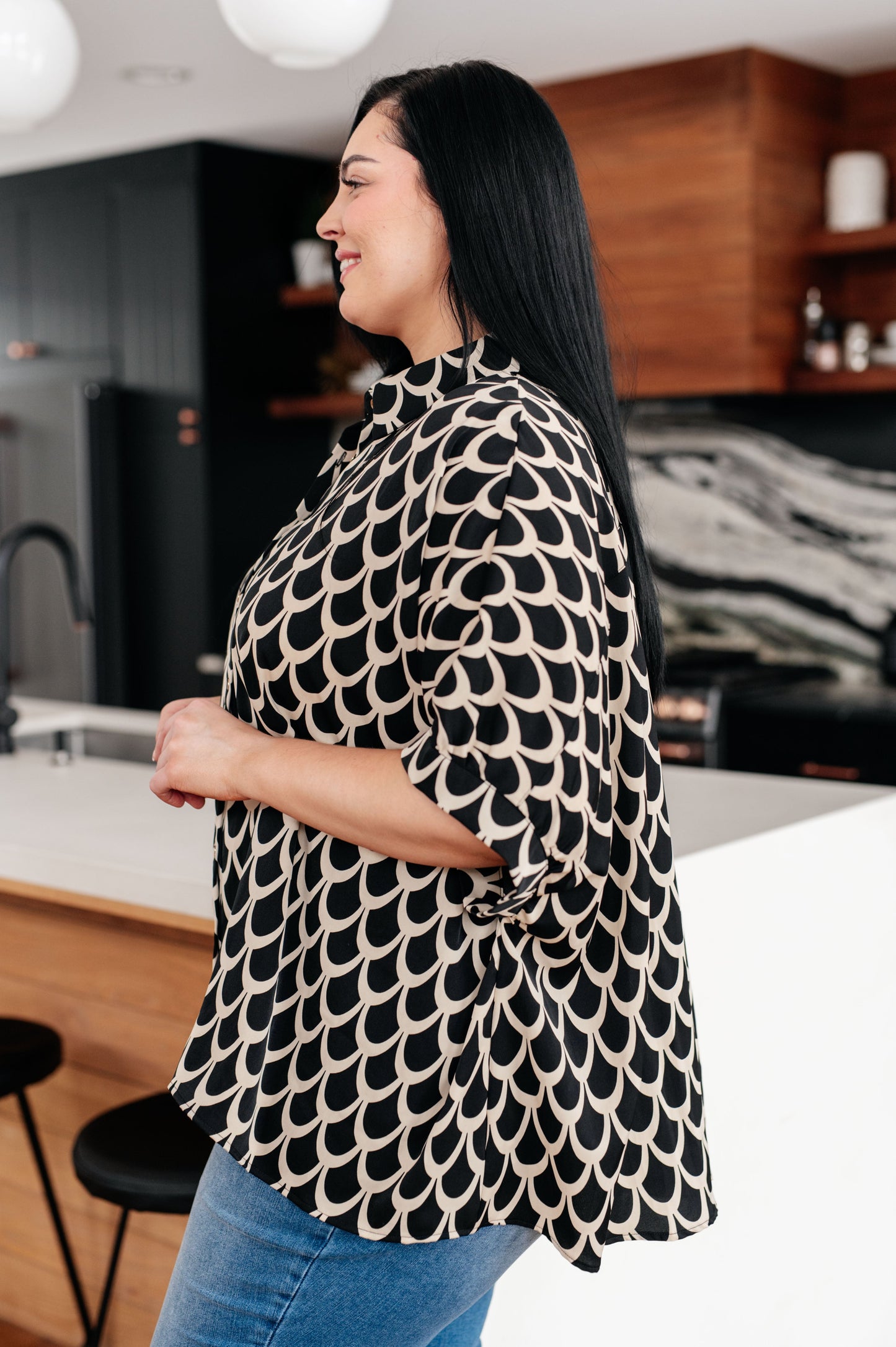 Art Deco Button Up Blouse-Tops-Ave Shops-Happy Campers Boutique, Women's Fashion and More in Plainwell, MI