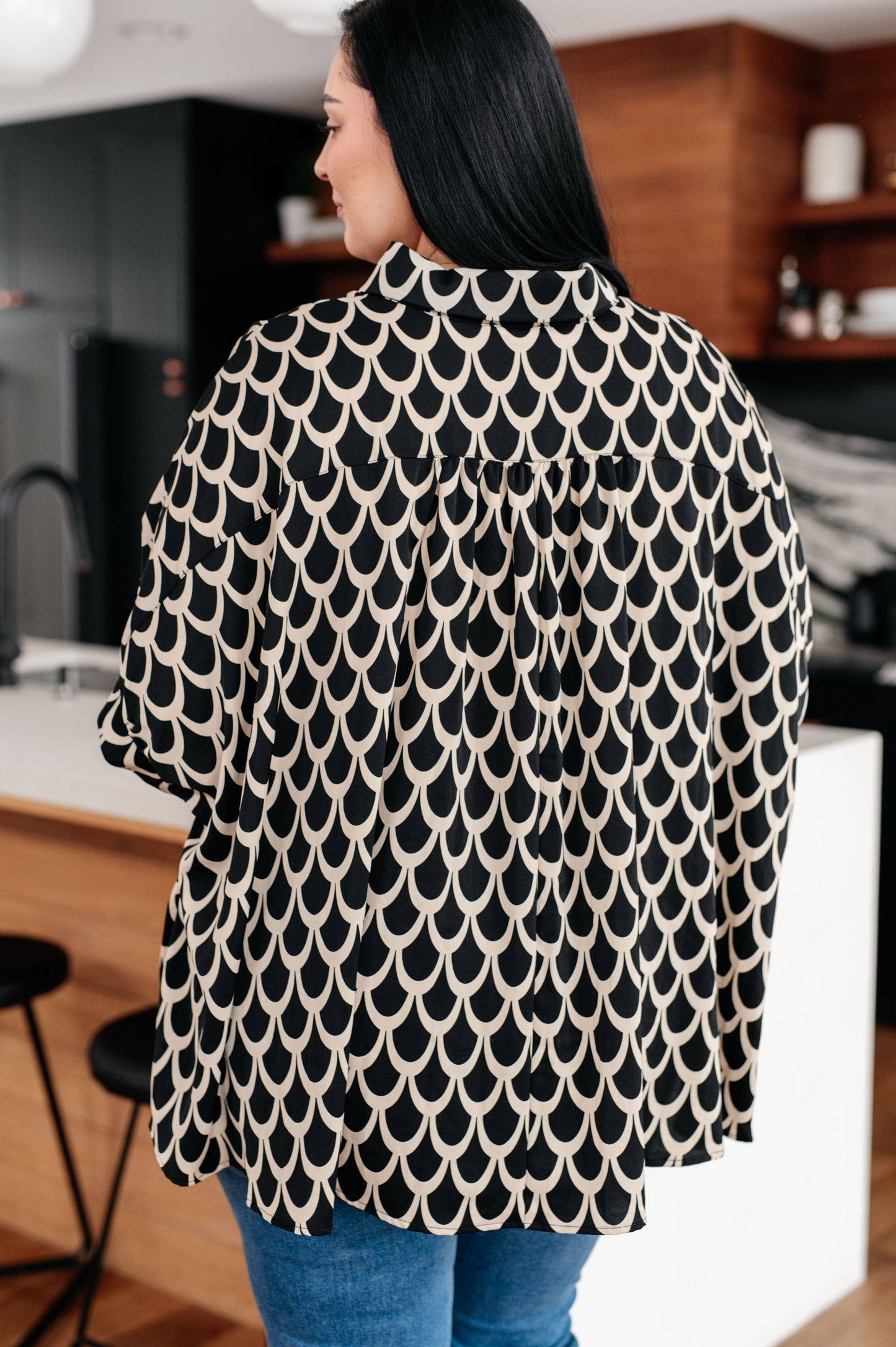 Art Deco Button Up Blouse-Tops-Ave Shops-Happy Campers Boutique, Women's Fashion and More in Plainwell, MI