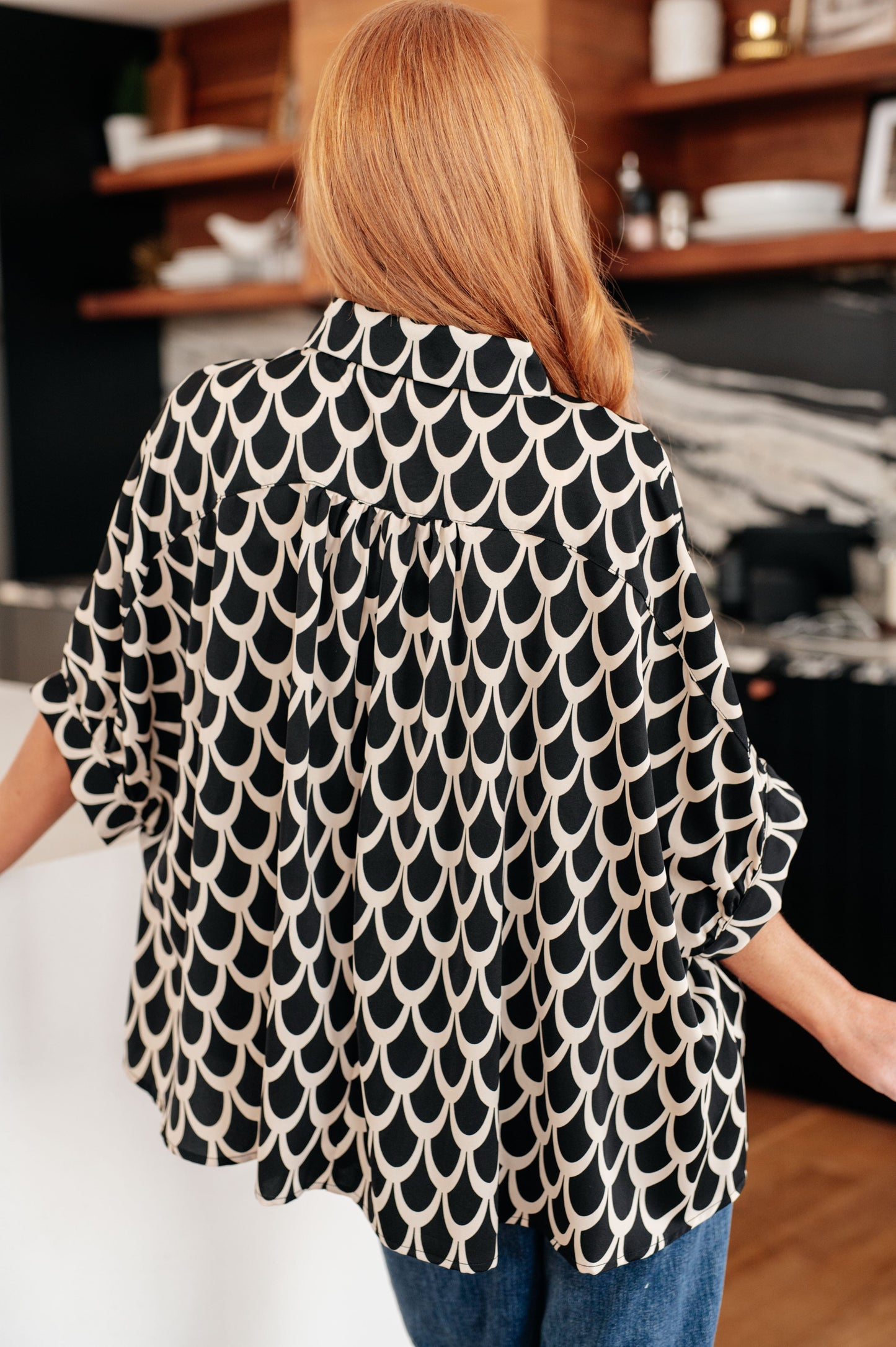 Art Deco Button Up Blouse-Tops-Ave Shops-Happy Campers Boutique, Women's Fashion and More in Plainwell, MI