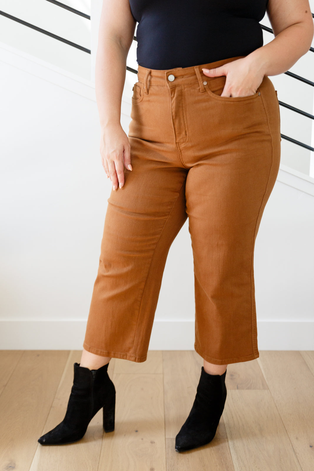 Briar High Rise Control Top Wide Leg Crop Jeans in Camel-Womens-Ave Shops-Happy Campers Boutique, Women's Fashion and More in Plainwell, MI