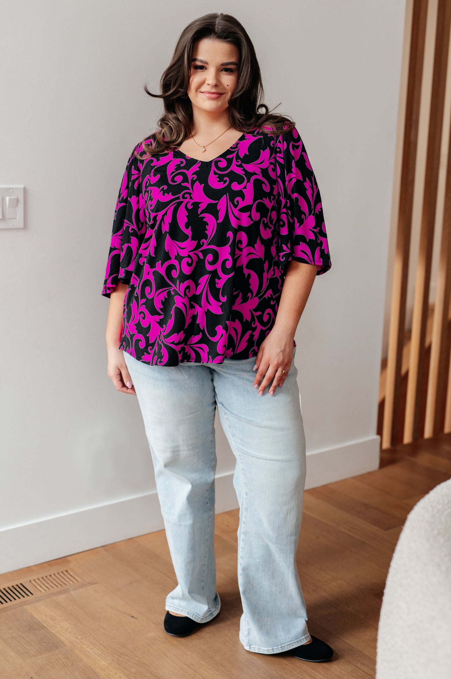 Casually Cute V-Neck Top in Magenta-Womens-Ave Shops-Happy Campers Boutique, Women's Fashion and More in Plainwell, MI