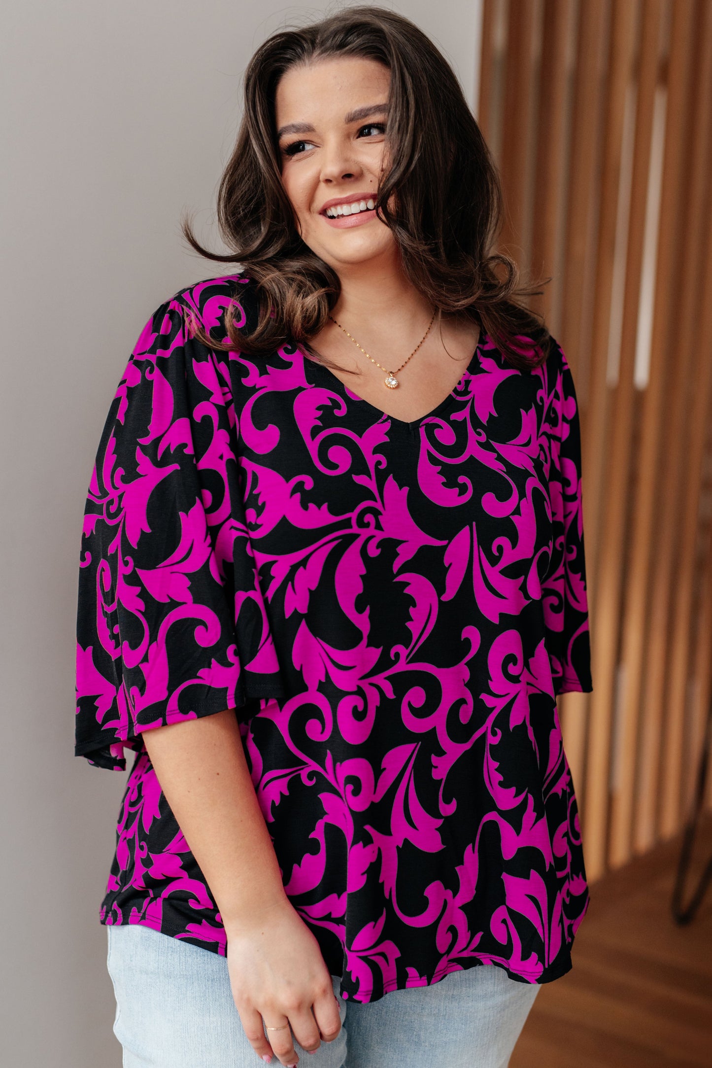 Casually Cute V-Neck Top in Magenta-Womens-Ave Shops-Happy Campers Boutique, Women's Fashion and More in Plainwell, MI