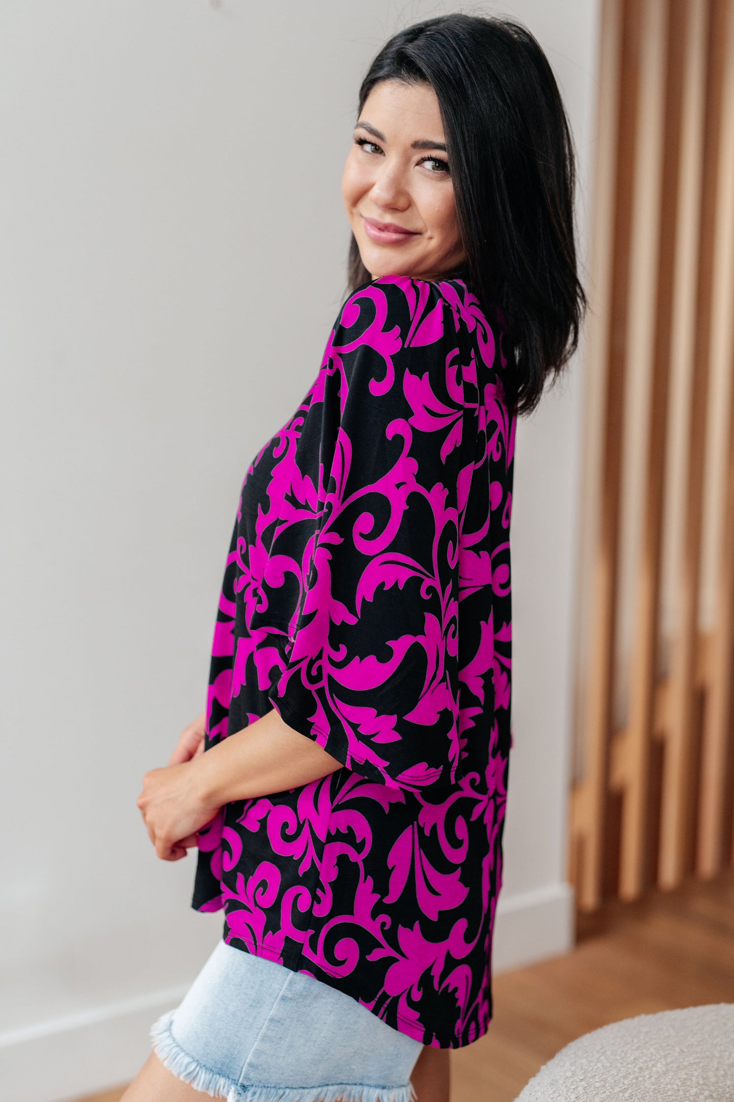 Casually Cute V-Neck Top in Magenta-Womens-Ave Shops-Happy Campers Boutique, Women's Fashion and More in Plainwell, MI