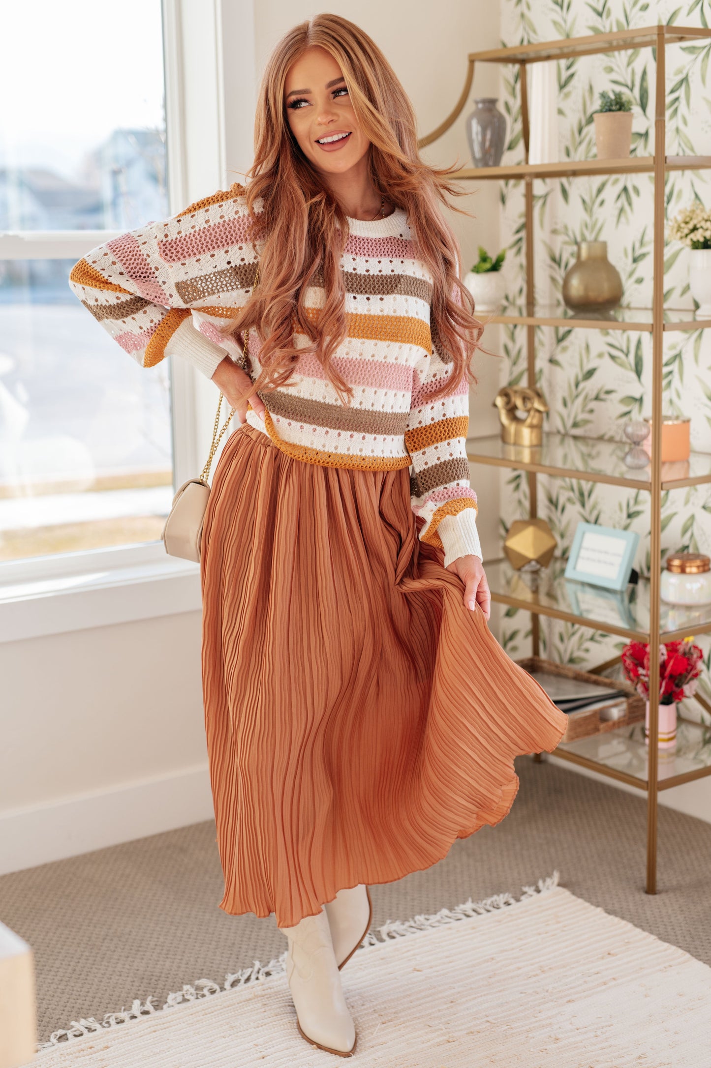 Are You Talking to Me Pleated Midi Skirt-Skirts-Ave Shops-Happy Campers Boutique, Women's Fashion and More in Plainwell, MI