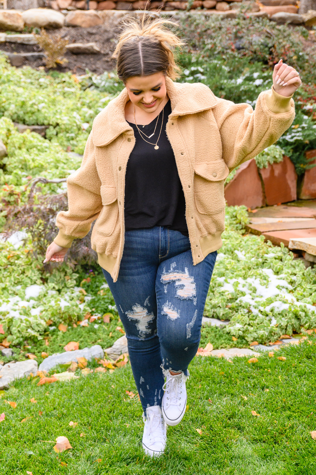Don't Stress Oversized Collar Sherpa Jacket In Taupe-Womens-Ave Shops-Happy Campers Boutique, Women's Fashion and More in Plainwell, MI