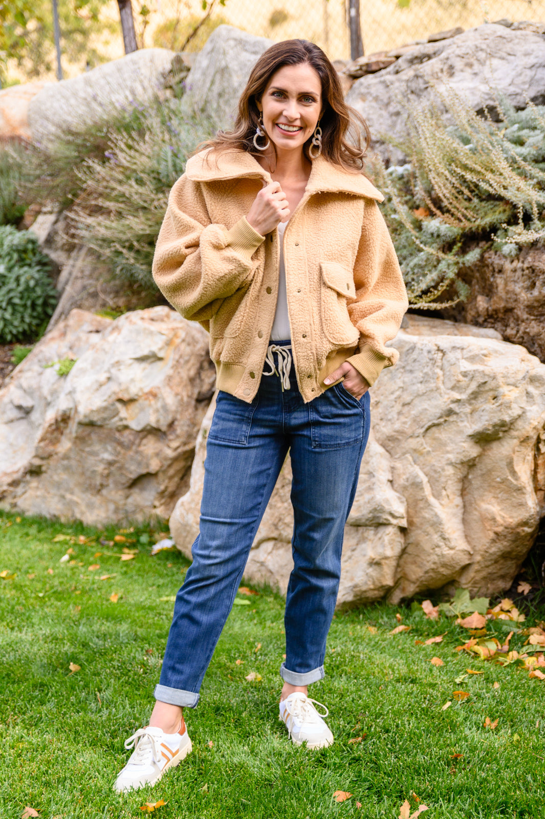 Don't Stress Oversized Collar Sherpa Jacket In Taupe-Womens-Ave Shops-Happy Campers Boutique, Women's Fashion and More in Plainwell, MI