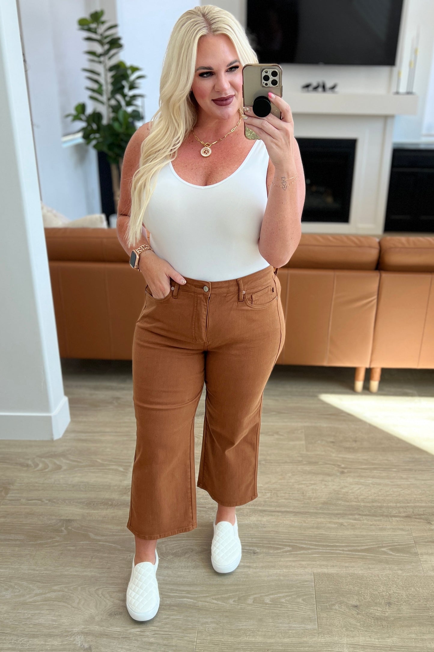 Briar High Rise Control Top Wide Leg Crop Jeans in Camel-Womens-Ave Shops-Happy Campers Boutique, Women's Fashion and More in Plainwell, MI
