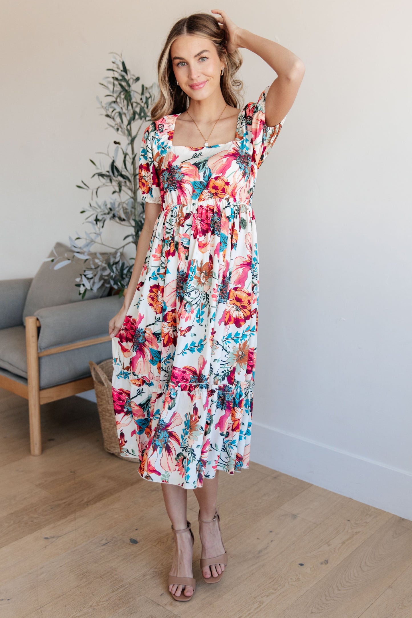 Let Me Frolic Balloon Sleeve Floral Dress-Womens-Ave Shops-Happy Campers Boutique, Women's Fashion and More in Plainwell, MI