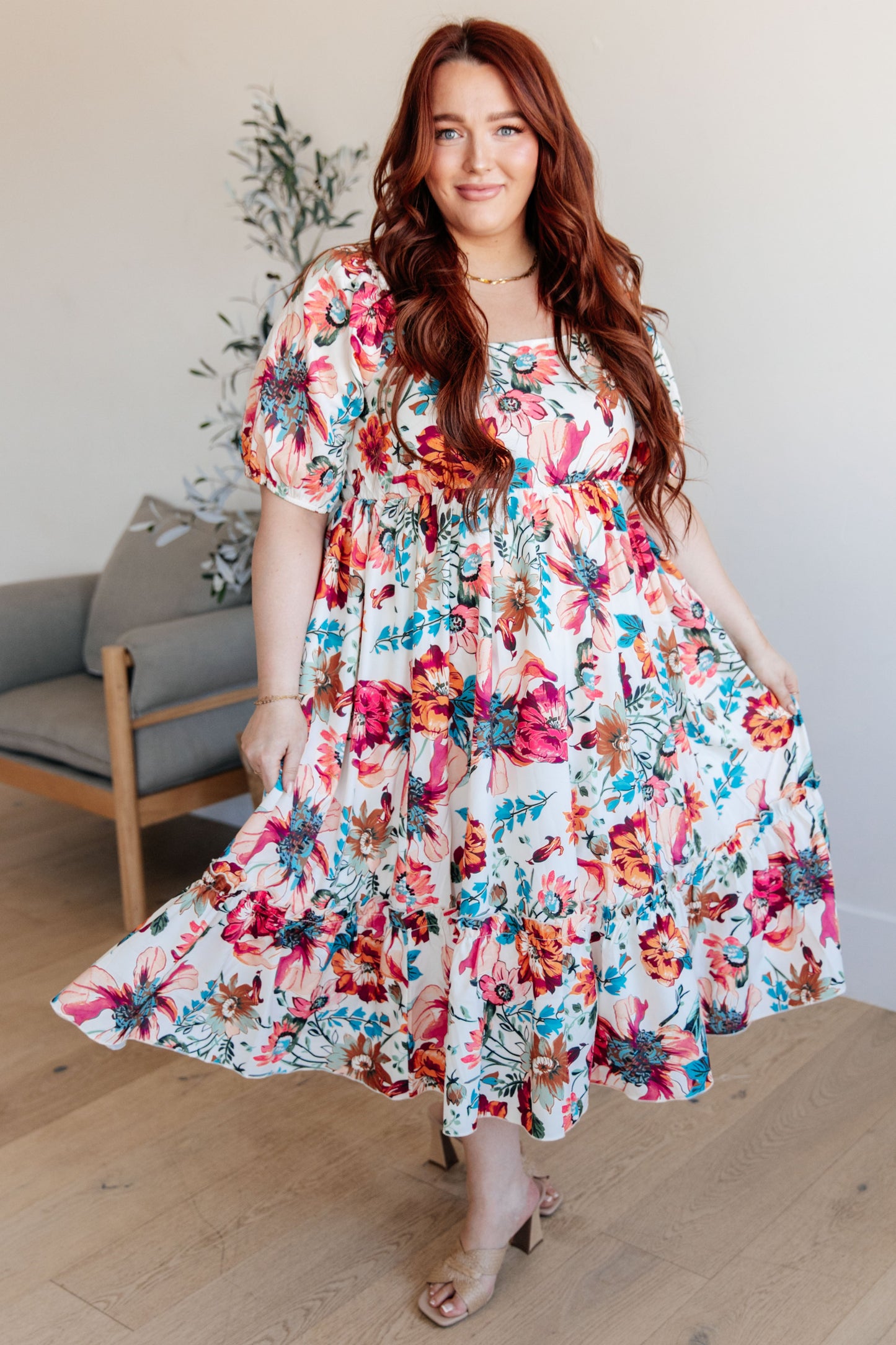 Let Me Frolic Balloon Sleeve Floral Dress-Womens-Ave Shops-Happy Campers Boutique, Women's Fashion and More in Plainwell, MI