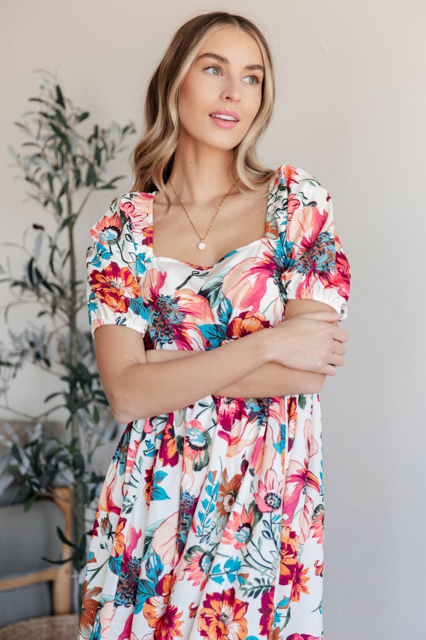 Let Me Frolic Balloon Sleeve Floral Dress-Womens-Ave Shops-Happy Campers Boutique, Women's Fashion and More in Plainwell, MI