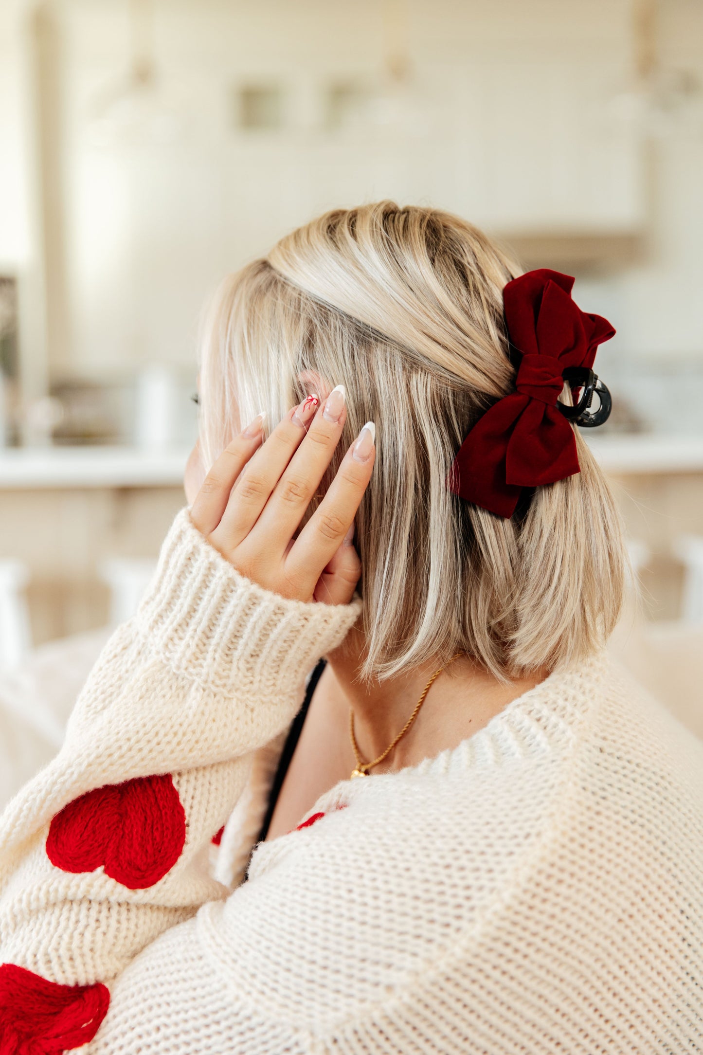 Velvet Bow Clip Set in Burgundy and Black-Womens-Ave Shops-Happy Campers Boutique, Women's Fashion and More in Plainwell, MI