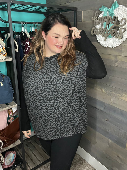Leopard Longsleeve Cowl Neck Pullover-Happy Campers Boutique-Happy Campers Boutique, Women's Fashion and More in Plainwell, MI