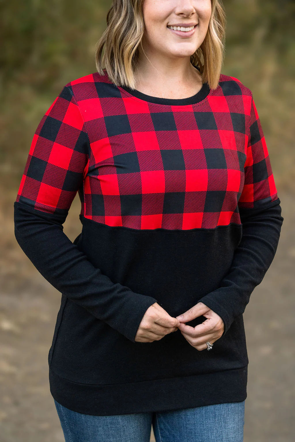 Michelle Mae Natalie Buffalo Plaid Pullover-Happy Campers Boutique-Happy Campers Boutique, Women's Fashion and More in Plainwell, MI