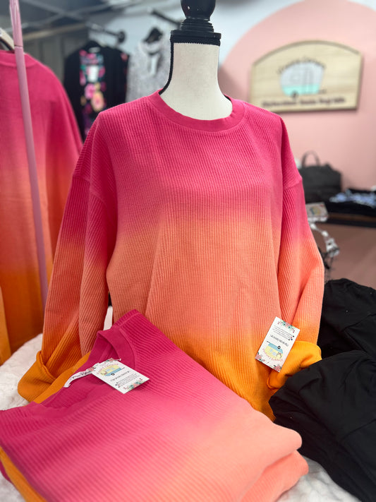 Moon Ryder Ombré Corded Crew-Happy Campers Boutique-Happy Campers Boutique, Women's Fashion and More in Plainwell, MI