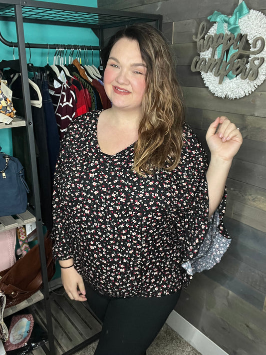 Ruffled Vneck Blouse-Happy Campers Boutique-Happy Campers Boutique, Women's Fashion and More in Plainwell, MI