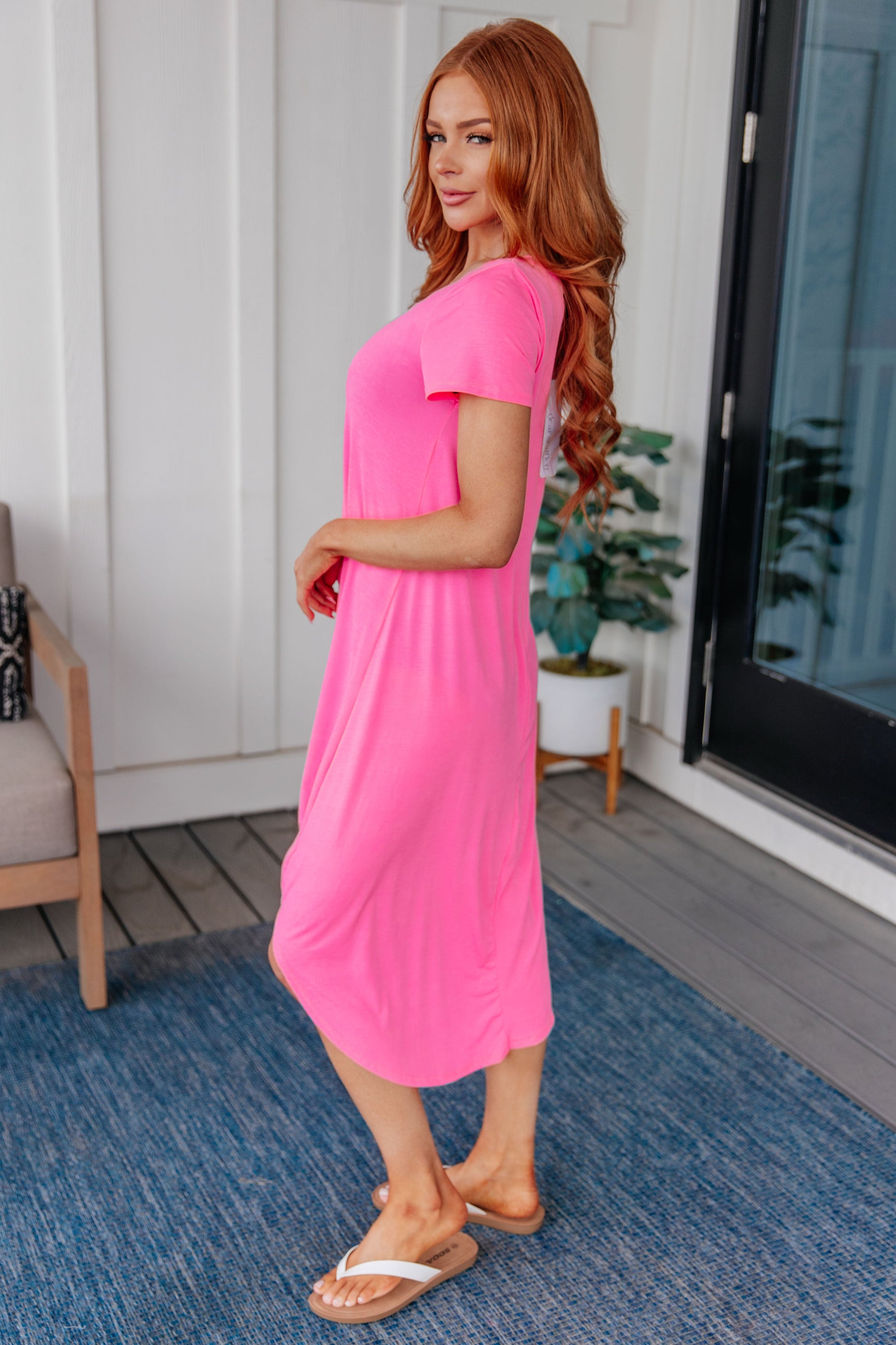 Dolman Sleeve Maxi Dress in Neon Pink-Dresses-Ave Shops-Happy Campers Boutique, Women's Fashion and More in Plainwell, MI