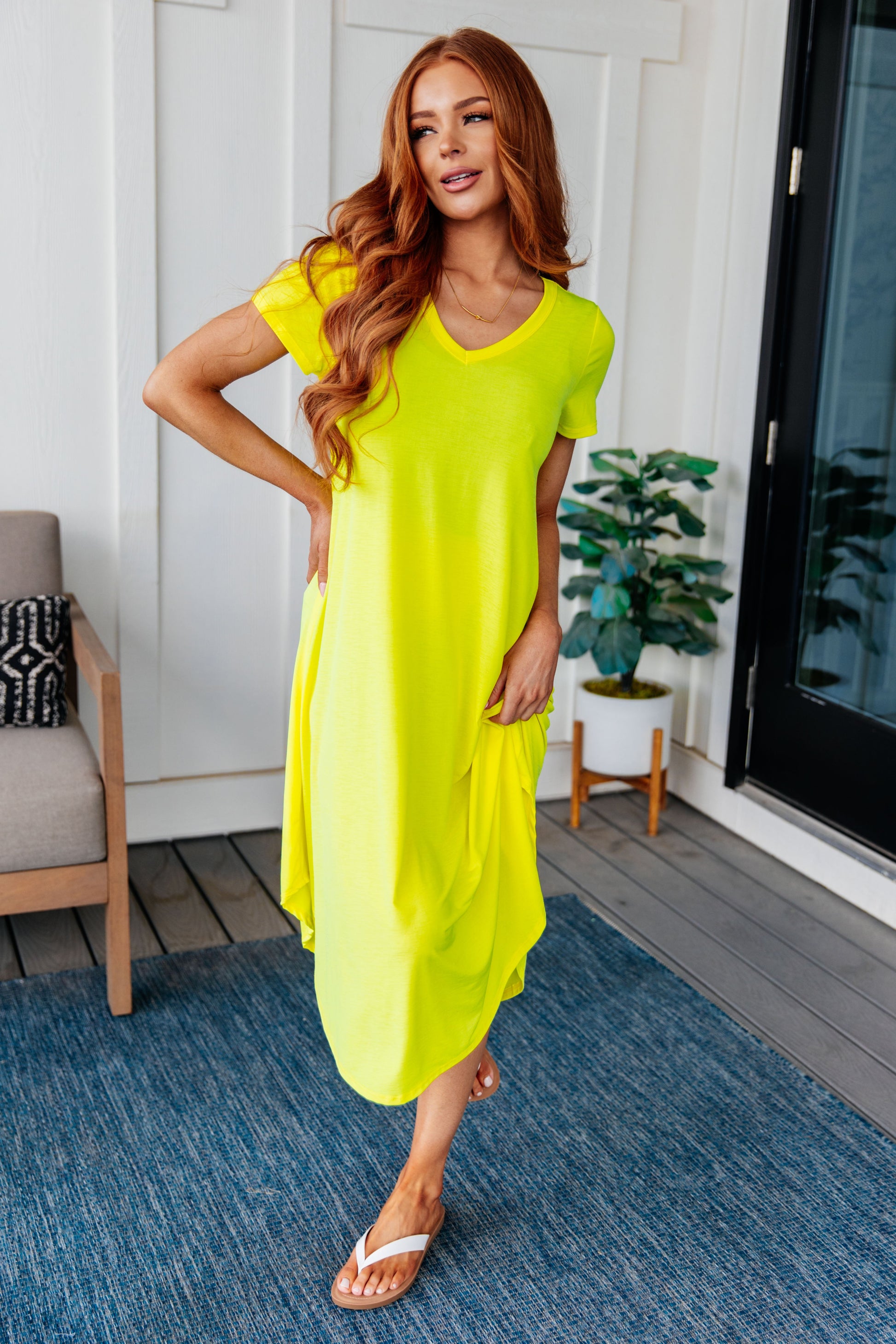 Dolman Sleeve Maxi Dress in Neon Yellow-Dresses-Ave Shops-Happy Campers Boutique, Women's Fashion and More in Plainwell, MI