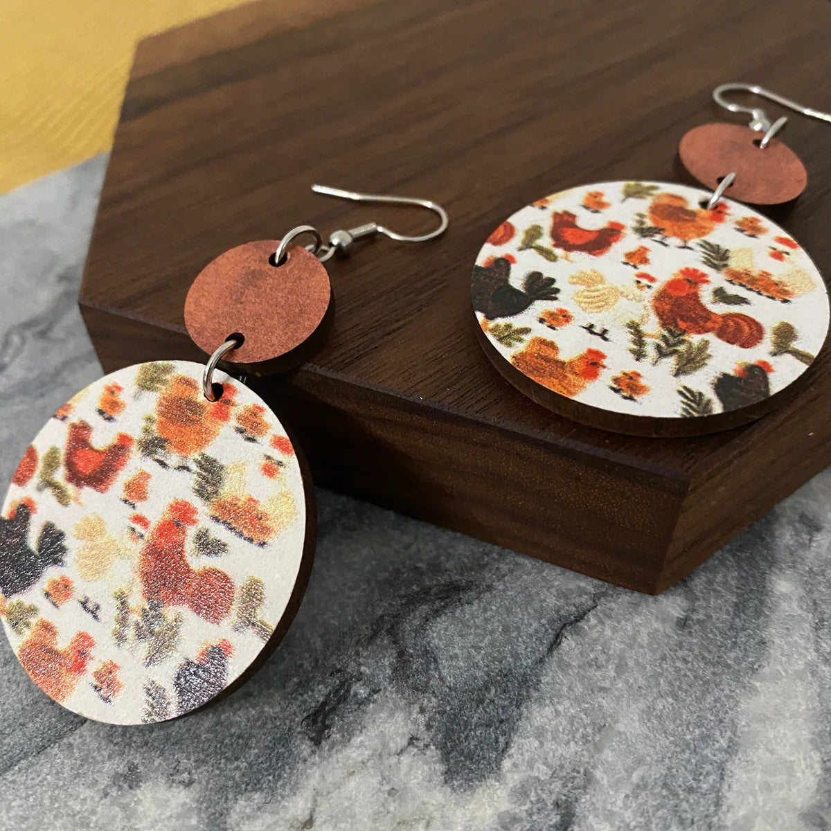 Wood Earrings - Chicken H.C.B.-Happy Campers Boutique-Happy Campers Boutique, Women's Fashion and More in Plainwell, MI