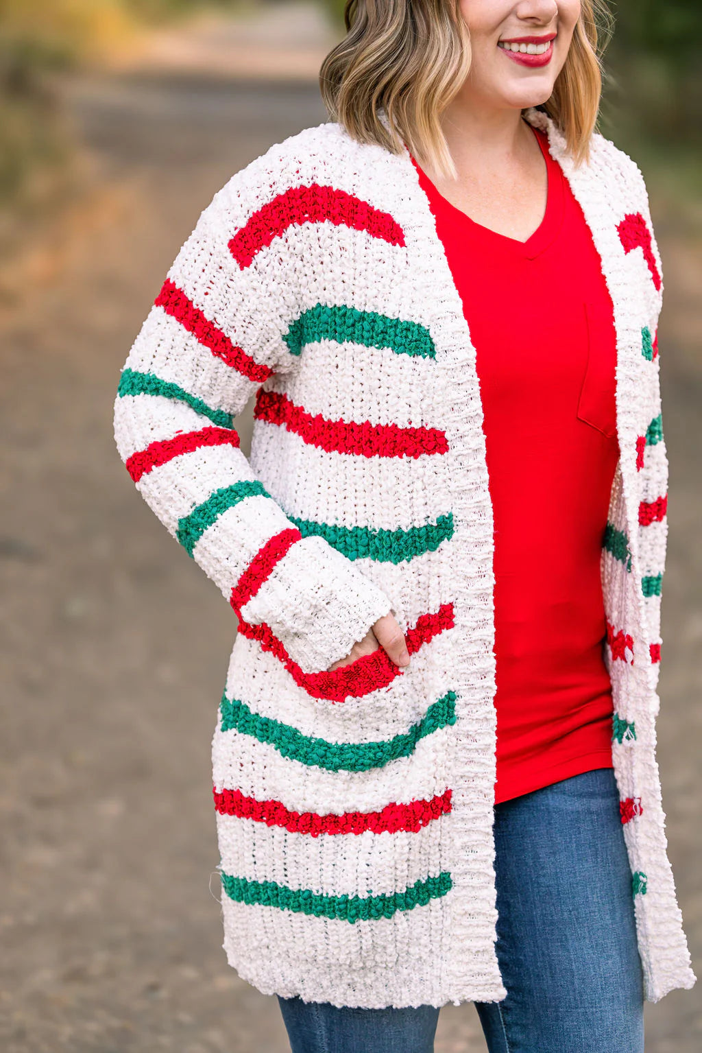 Christmas Stripe Cardigan by Michelle Mae-Happy Campers Boutique-Happy Campers Boutique, Women's Fashion and More in Plainwell, MI