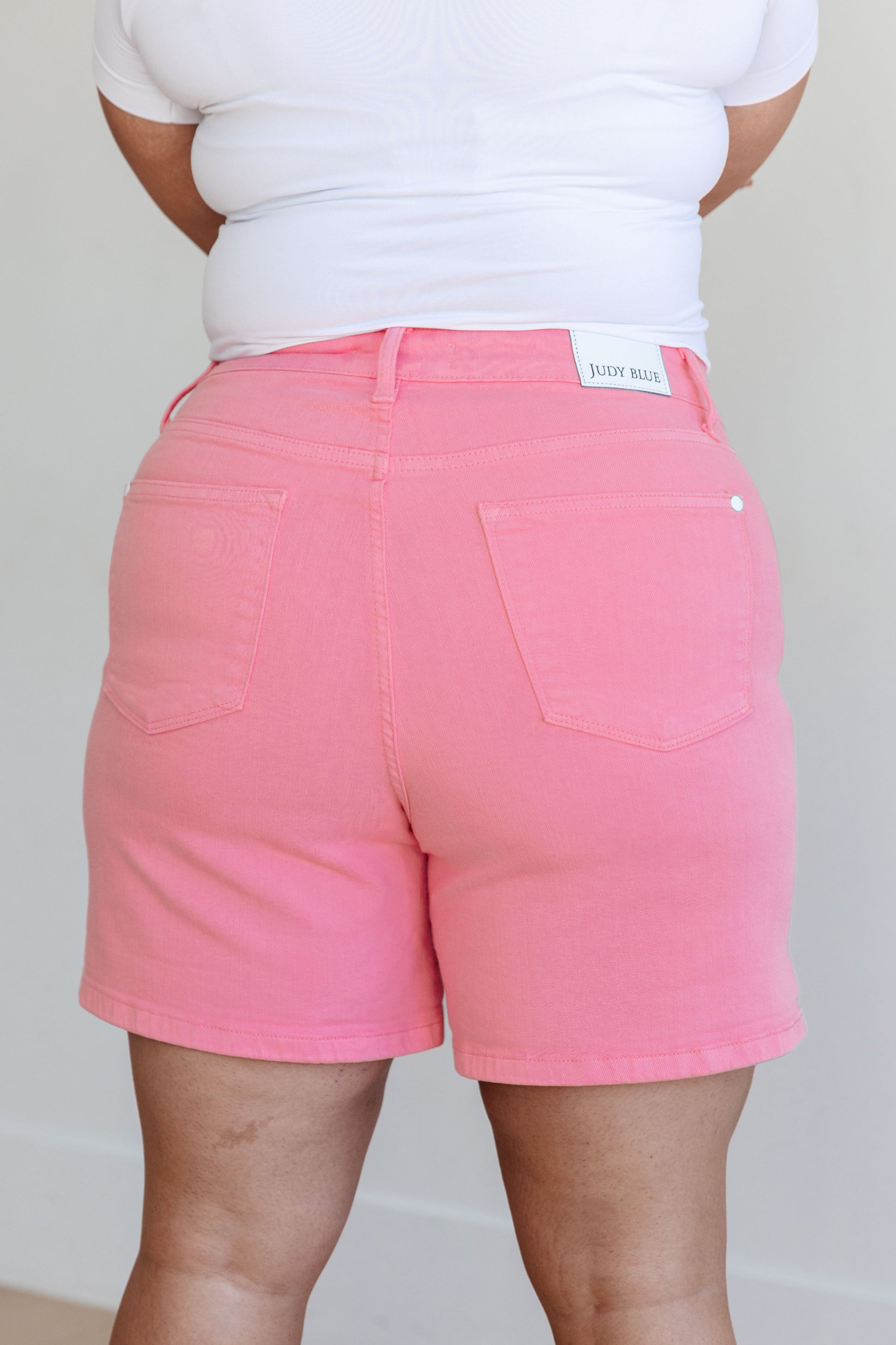 Jenna High Rise Control Top Cuffed Shorts in Pink-Womens-Ave Shops-Happy Campers Boutique, Women's Fashion and More in Plainwell, MI