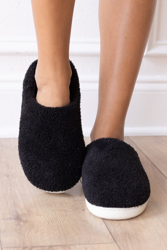 Plushy Bliss Black Slippers-Ladies Footwear-Grace & Emma-Happy Campers Boutique, Women's Fashion and More in Plainwell, MI