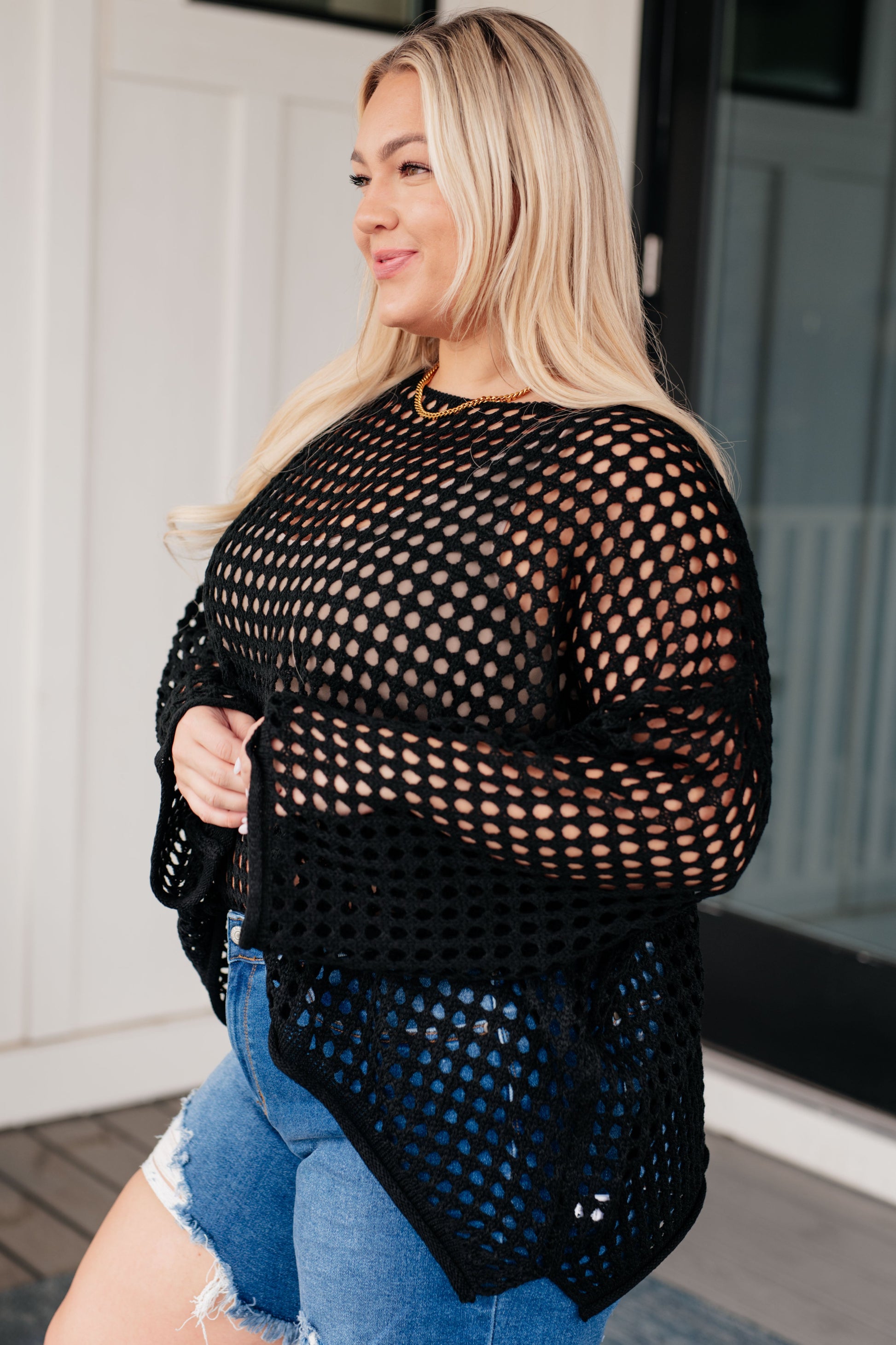 Ask Anyway Fishnet Sweater-Womens-Ave Shops-Happy Campers Boutique, Women's Fashion and More in Plainwell, MI