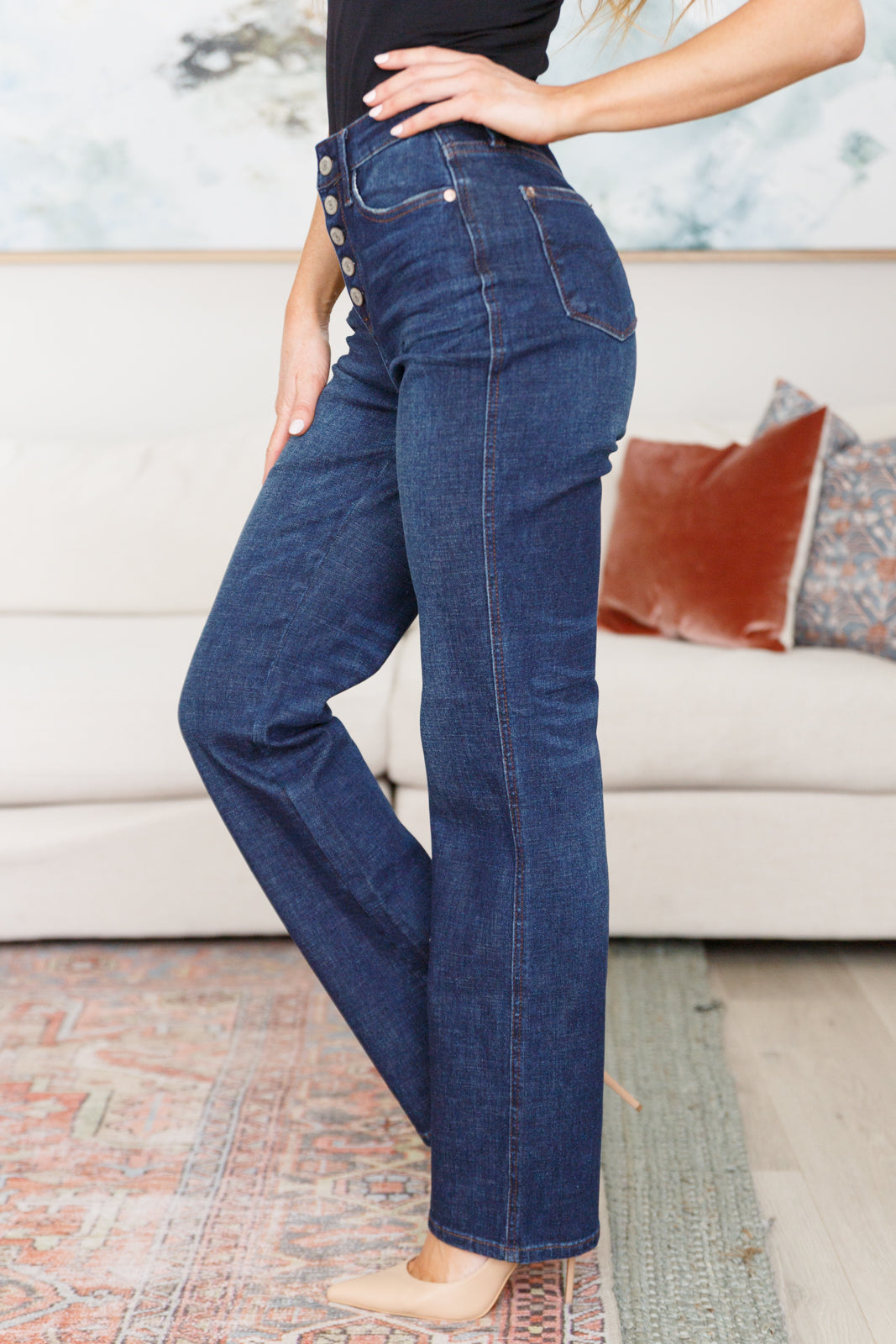 Arlo High Rise Button-Fly Straight Jeans-Womens-Ave Shops-Happy Campers Boutique, Women's Fashion and More in Plainwell, MI