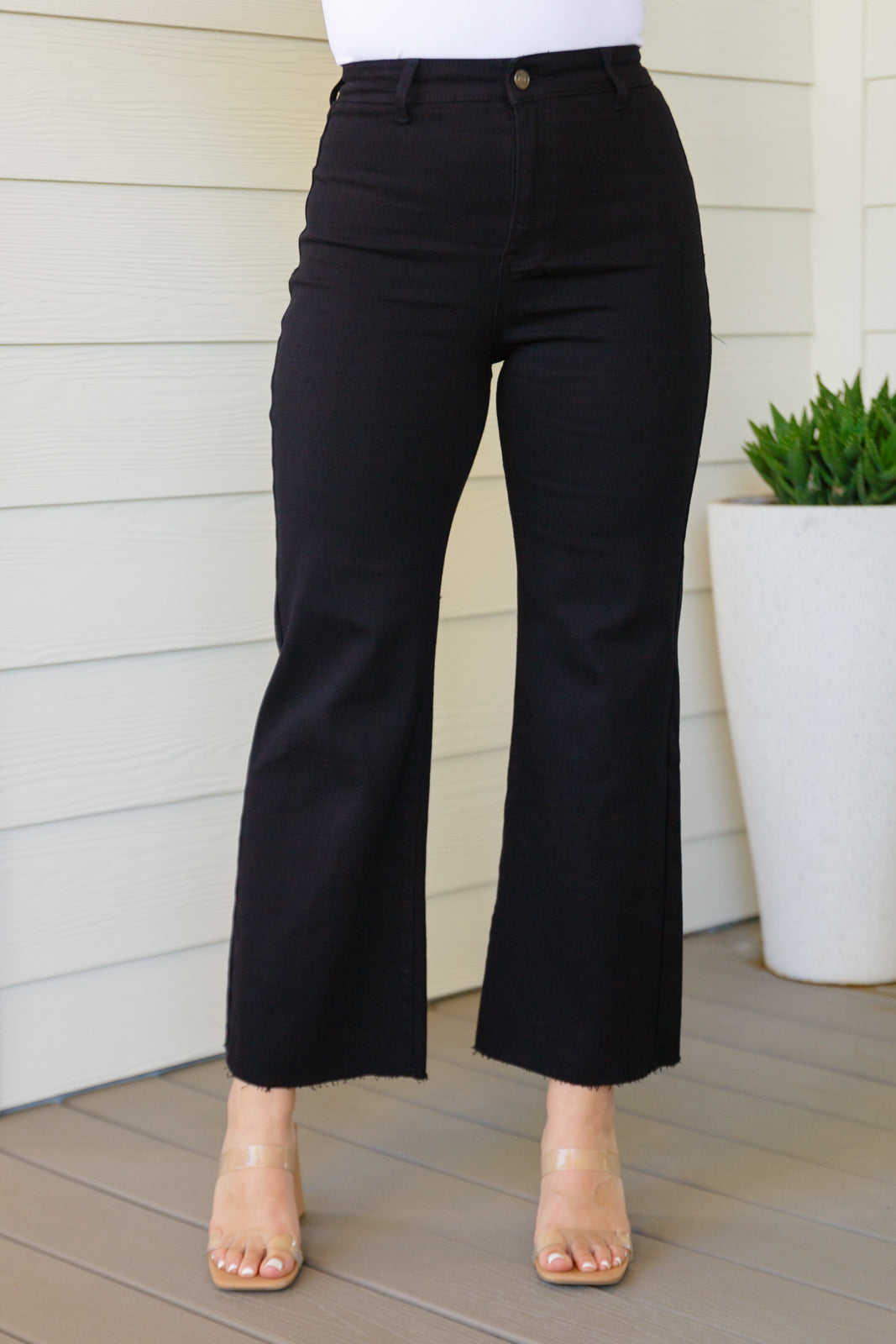 August High Rise Wide Leg Crop Jeans in Black-Womens-Ave Shops-Happy Campers Boutique, Women's Fashion and More in Plainwell, MI