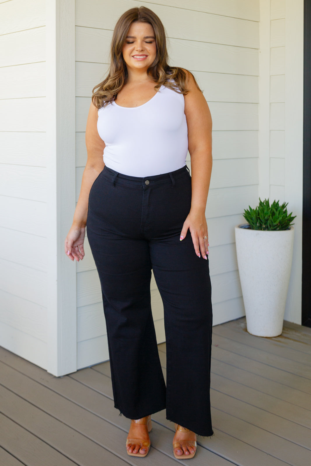 August High Rise Wide Leg Crop Jeans in Black-Womens-Ave Shops-Happy Campers Boutique, Women's Fashion and More in Plainwell, MI