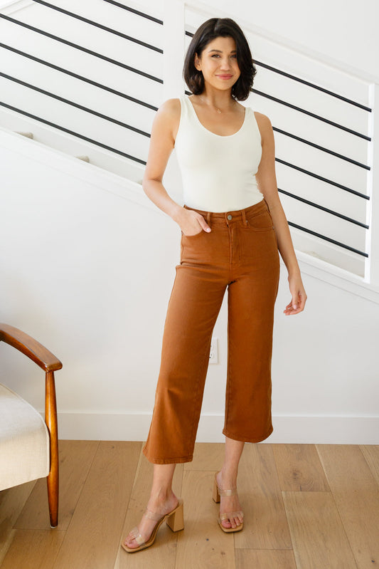 Briar High Rise Control Top Wide Leg Crop Jeans in Camel-Womens-Ave Shops-Happy Campers Boutique, Women's Fashion and More in Plainwell, MI