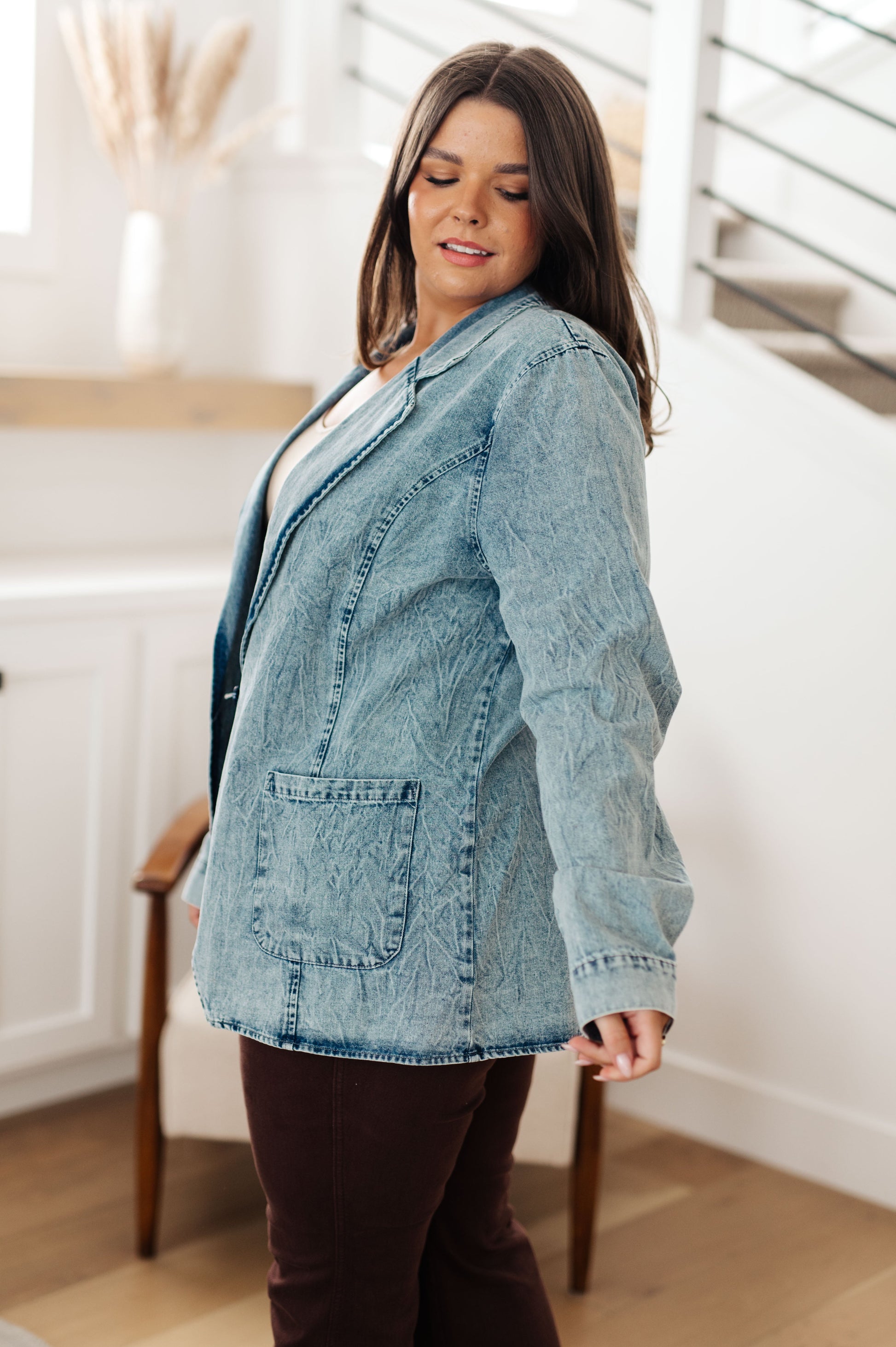 Business Brunch Denim Blazer-Womens-Ave Shops-Happy Campers Boutique, Women's Fashion and More in Plainwell, MI