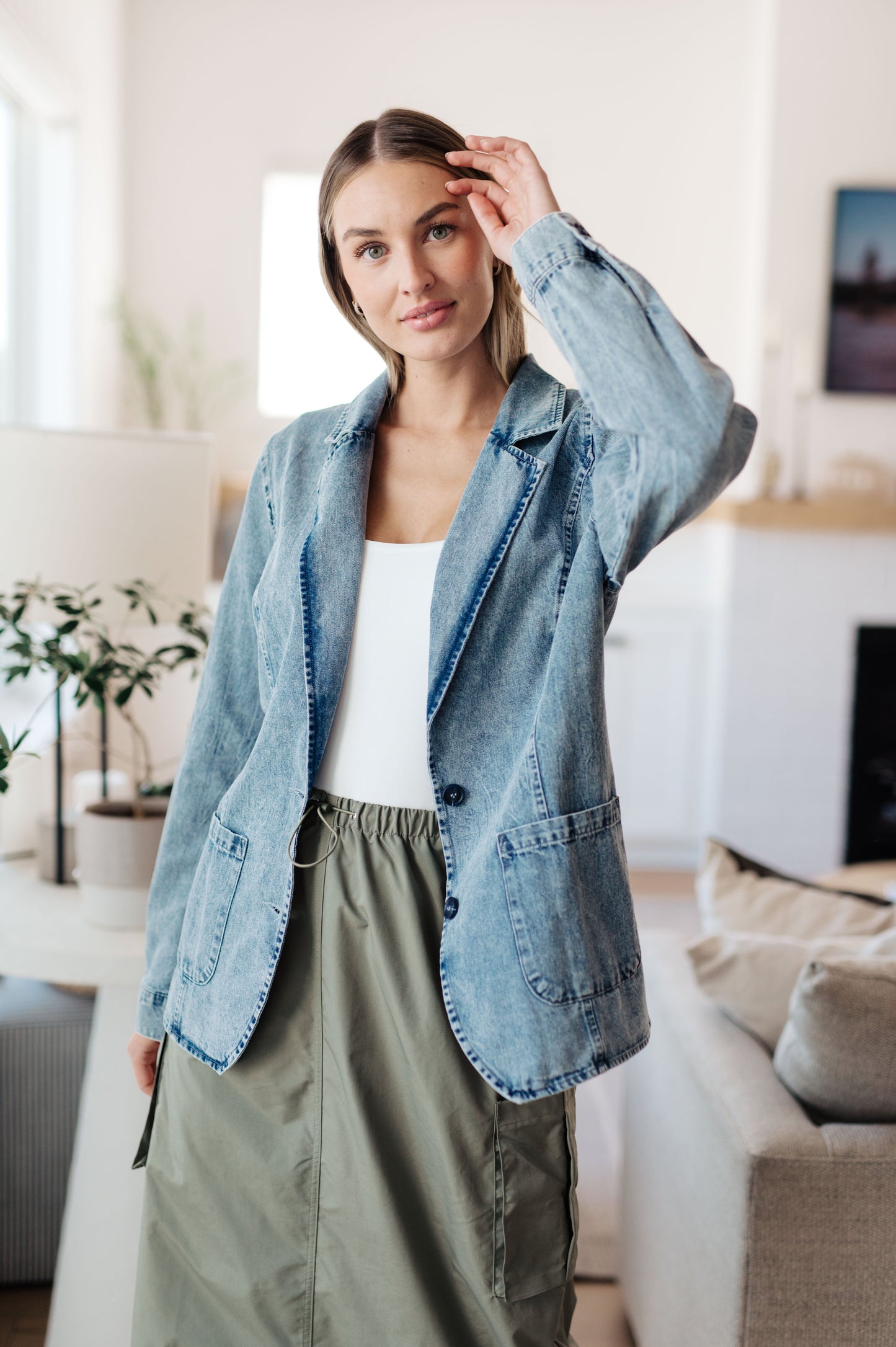 Business Brunch Denim Blazer-Womens-Ave Shops-Happy Campers Boutique, Women's Fashion and More in Plainwell, MI