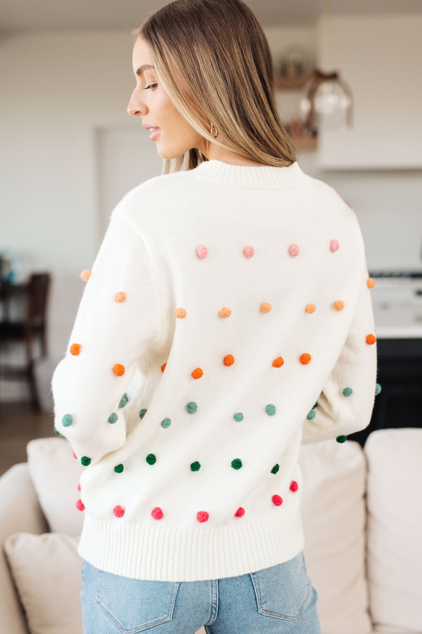 Candy Buttons Pom Detail Sweater-Womens-Ave Shops-Happy Campers Boutique, Women's Fashion and More in Plainwell, MI