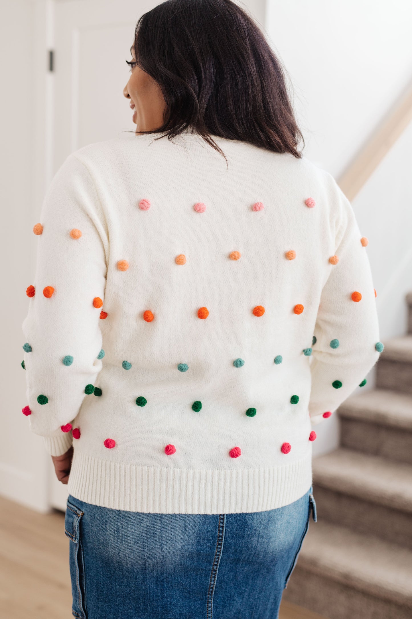 Candy Buttons Pom Detail Sweater-Womens-Ave Shops-Happy Campers Boutique, Women's Fashion and More in Plainwell, MI