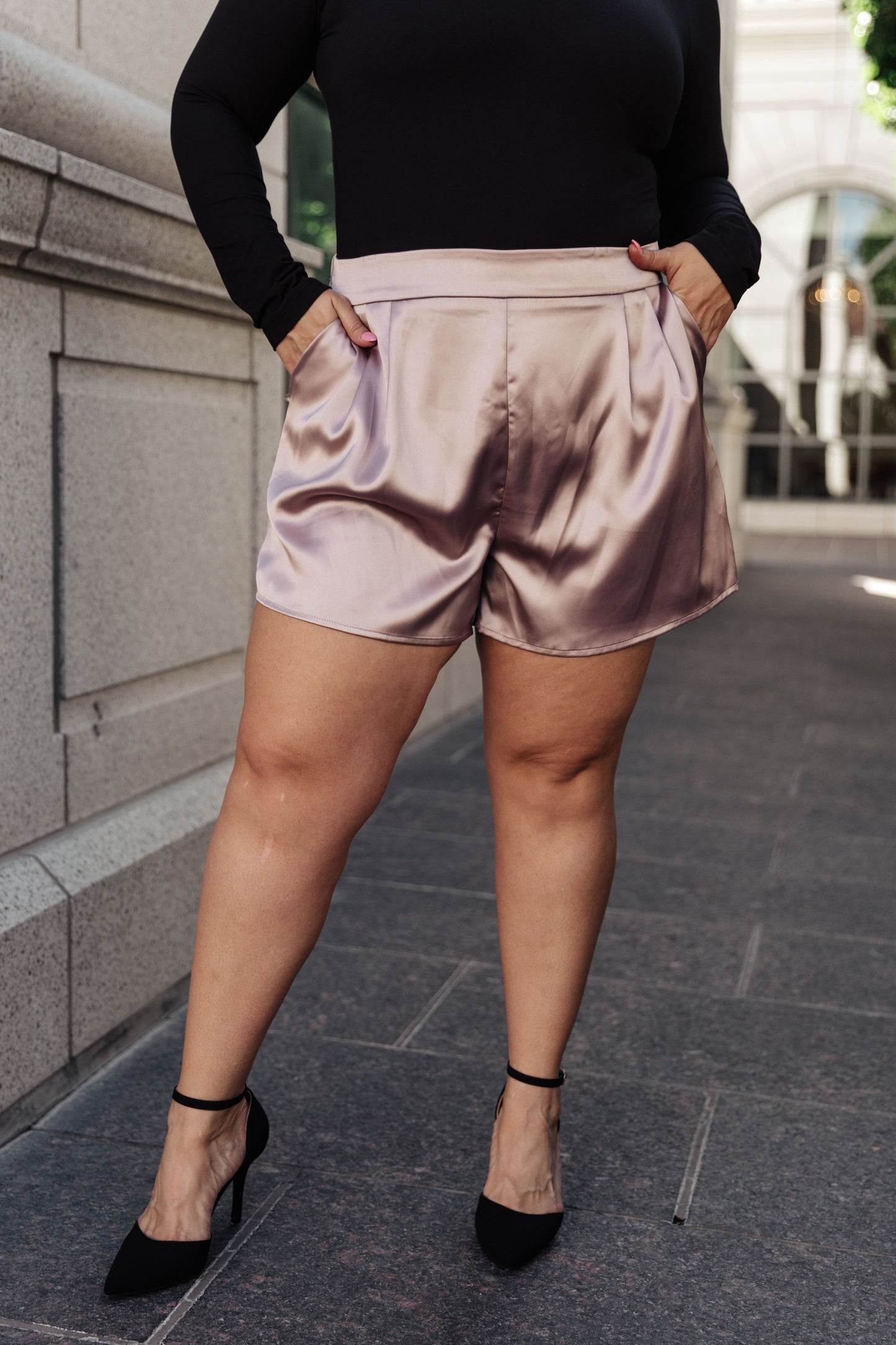 Champagne and Roses Satin Shorts-Womens-Ave Shops-Happy Campers Boutique, Women's Fashion and More in Plainwell, MI