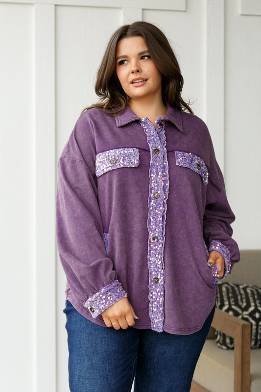 Chaos of Sequins Shacket in Purple-Womens-Ave Shops-Happy Campers Boutique, Women's Fashion and More in Plainwell, MI