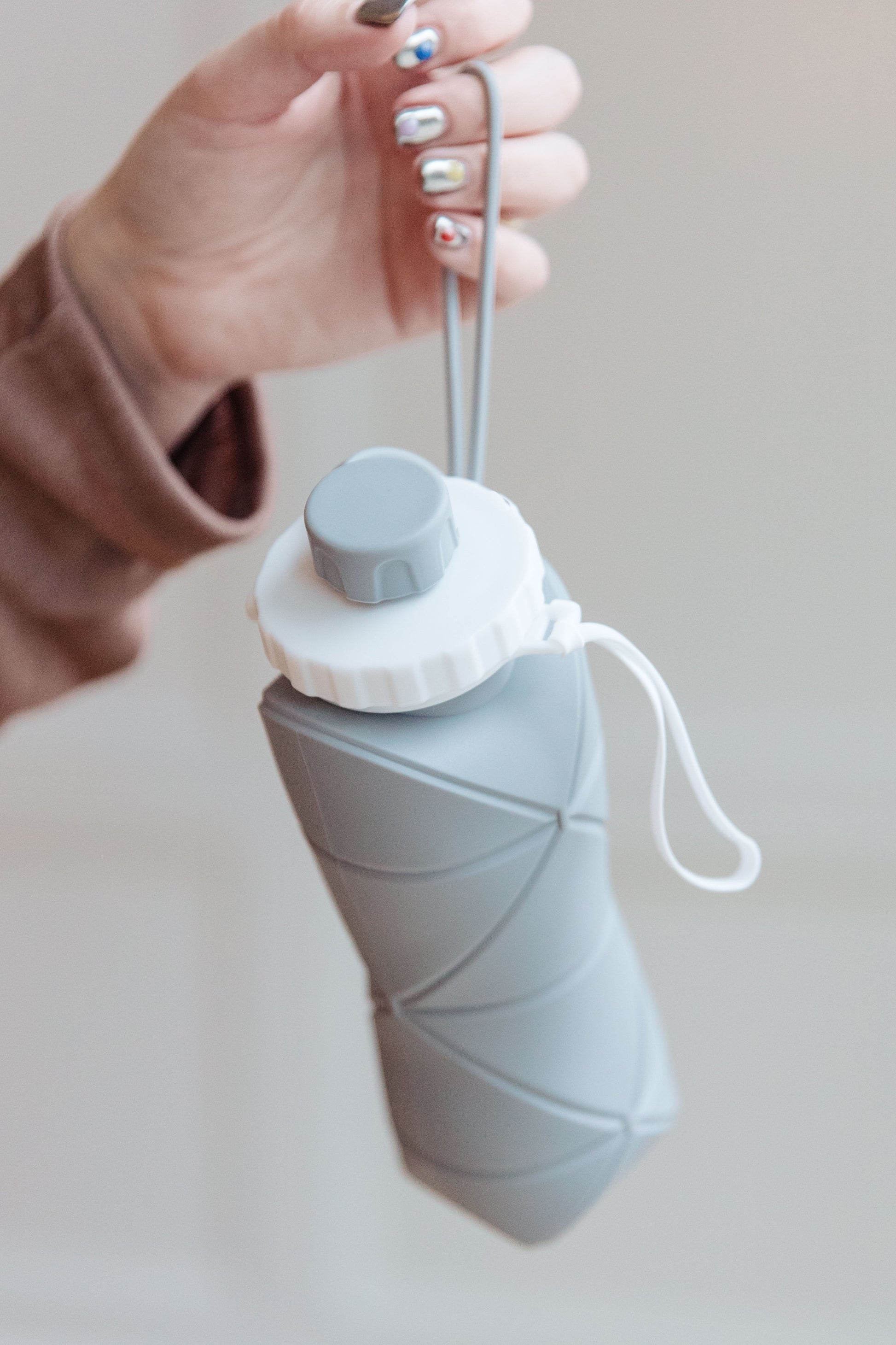 Collapsing Silicone Water Bottle in Diamond Gray-Womens-Ave Shops-Happy Campers Boutique, Women's Fashion and More in Plainwell, MI