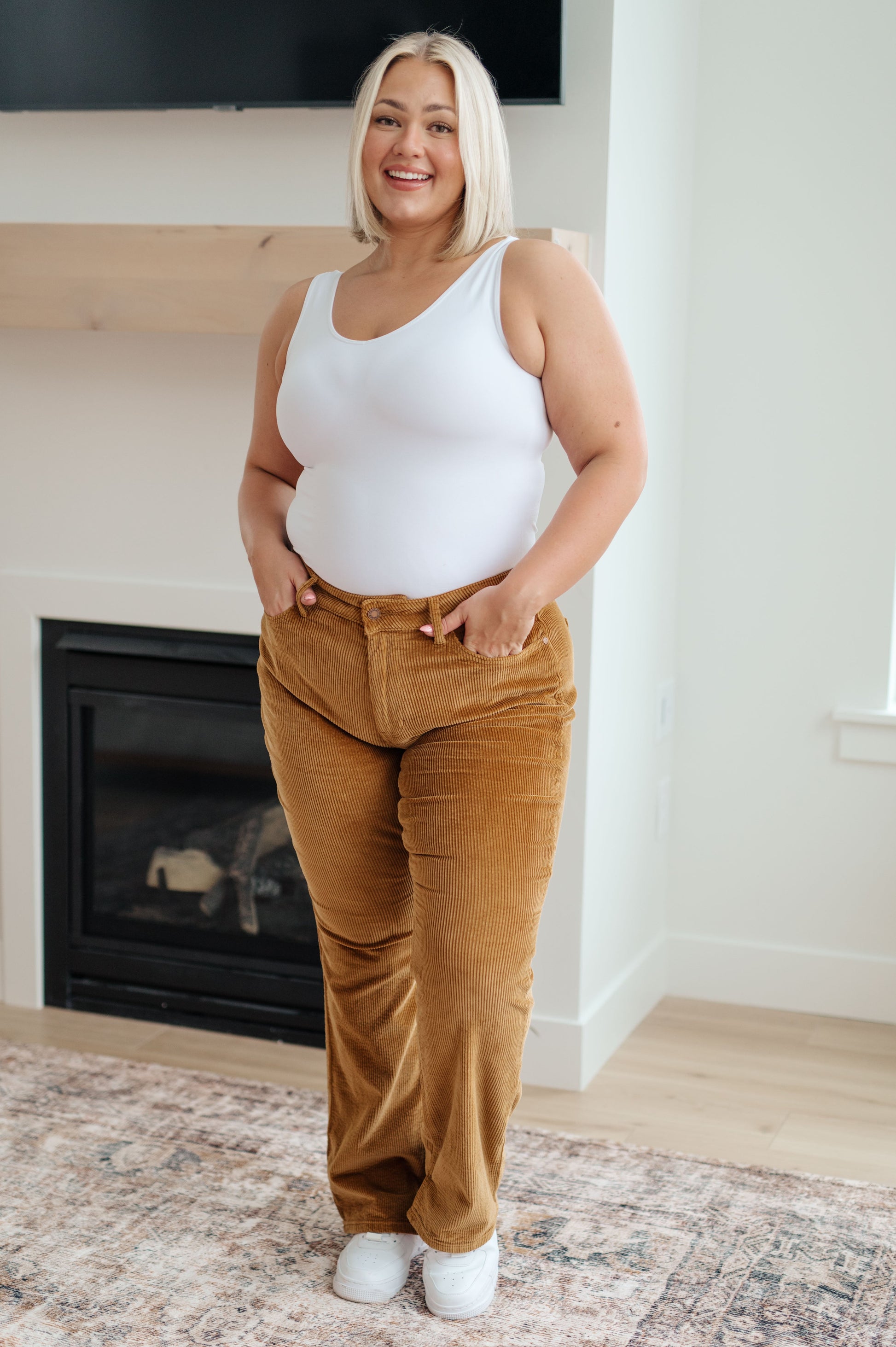 Cordelia Bootcut Corduroy Pants in Camel-Womens-Ave Shops-Happy Campers Boutique, Women's Fashion and More in Plainwell, MI