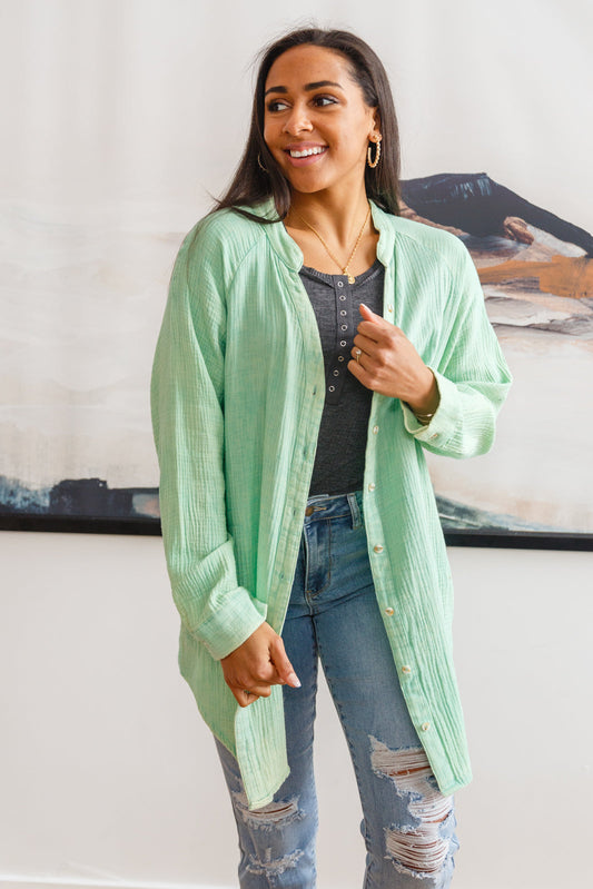 Corey Button Up Top In Vintage Green-Womens-Ave Shops-Happy Campers Boutique, Women's Fashion and More in Plainwell, MI