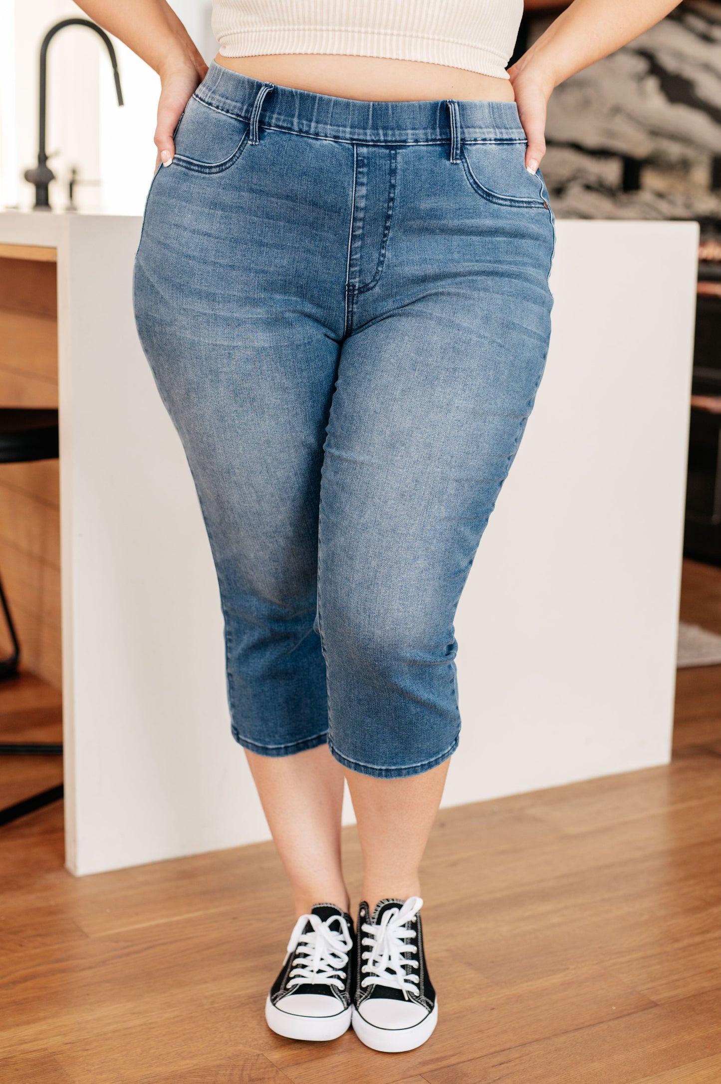Emily High Rise Cool Denim Pull On Capri Jeans-Womens-Ave Shops-Happy Campers Boutique, Women's Fashion and More in Plainwell, MI