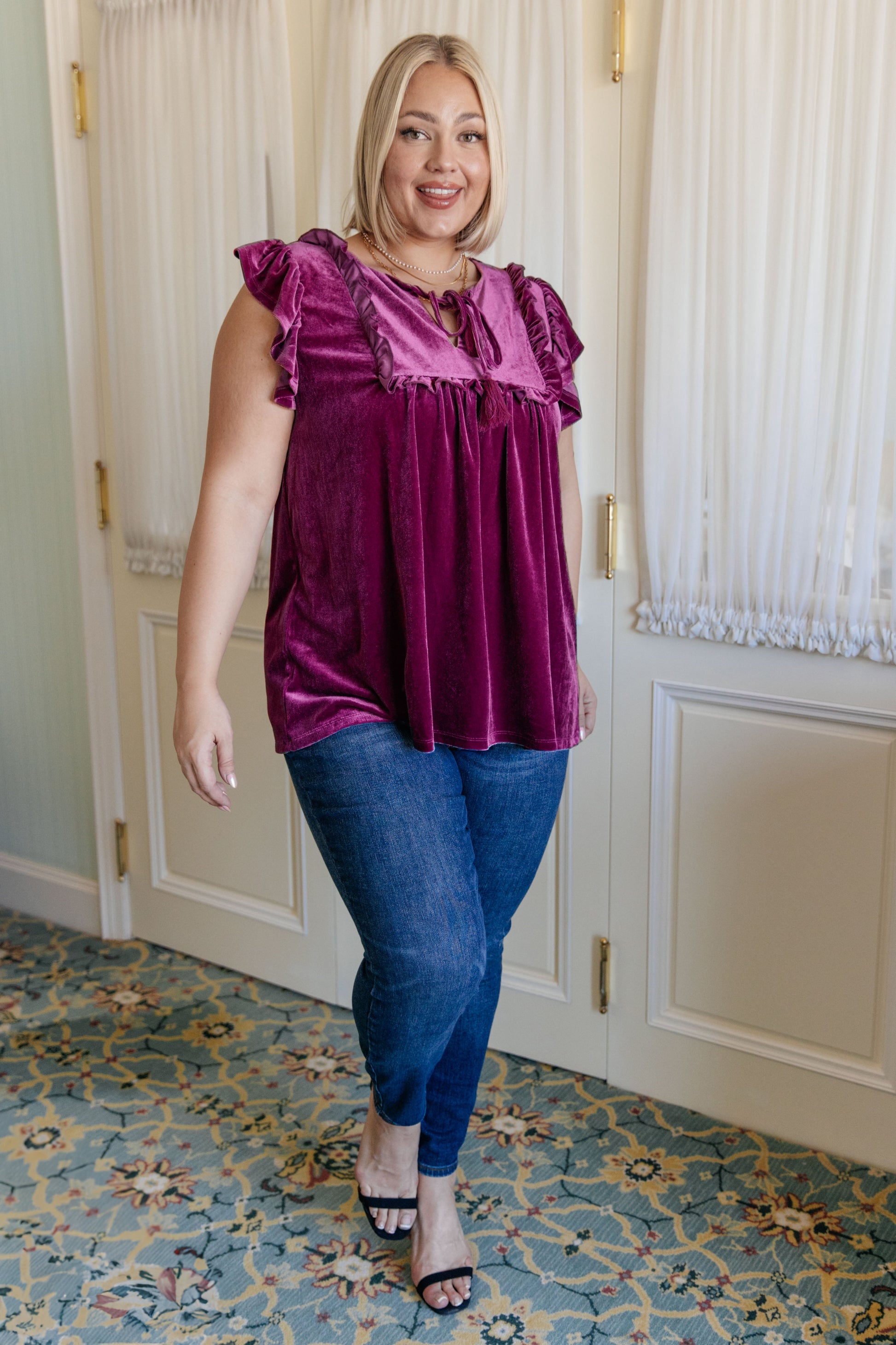 Velveteen Queen Blouse in Magenta-Womens-Ave Shops-Happy Campers Boutique, Women's Fashion and More in Plainwell, MI