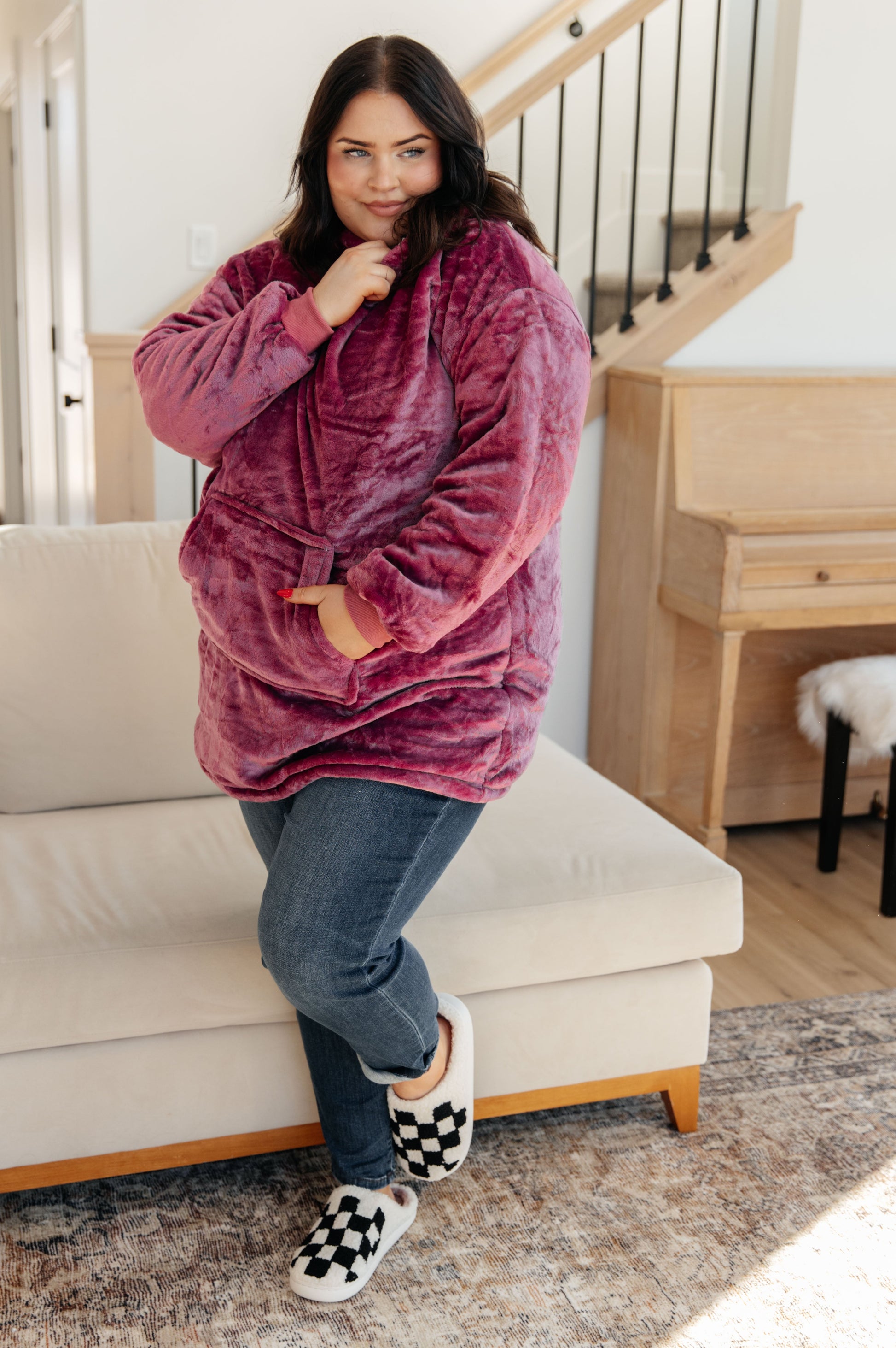 Oversized Velour Blanket Hoodie in Purple-Womens-Ave Shops-Happy Campers Boutique, Women's Fashion and More in Plainwell, MI