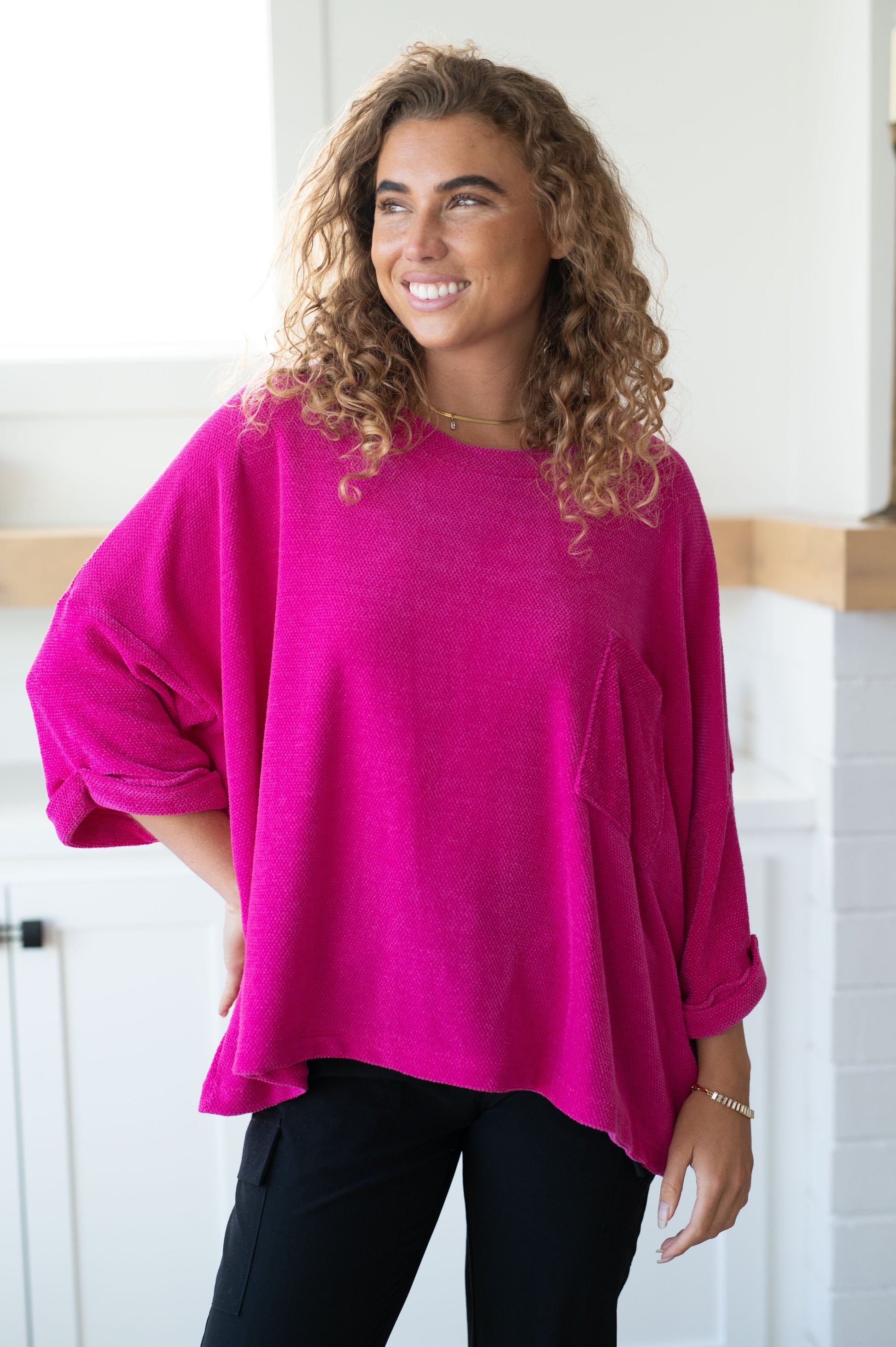 Pink Thoughts Chenille Blouse-Womens-Ave Shops-Happy Campers Boutique, Women's Fashion and More in Plainwell, MI