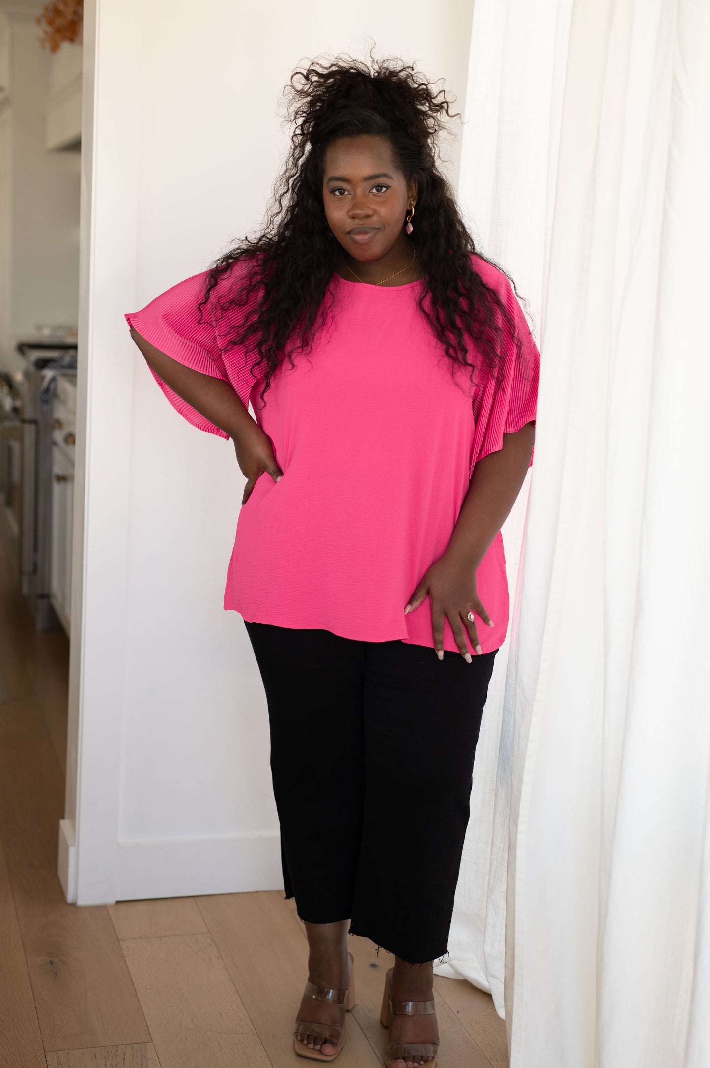 Pink and Perfect Ruffle Sleeve Top-Womens-Ave Shops-Happy Campers Boutique, Women's Fashion and More in Plainwell, MI