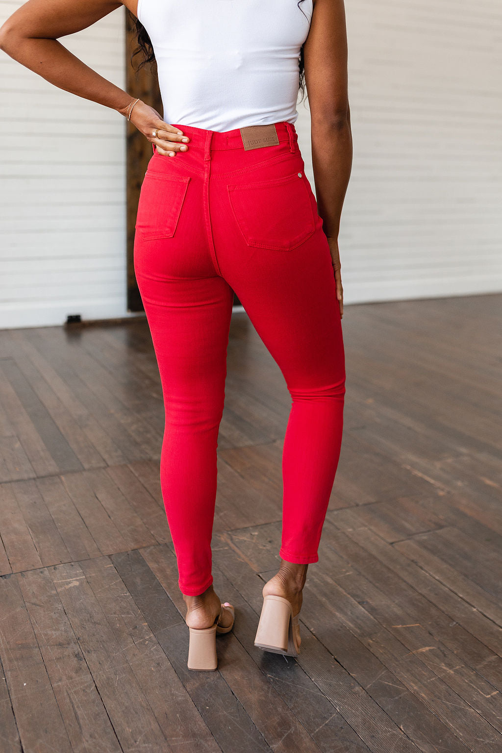 Ruby High Rise Control Top Garment Dyed Skinny Jeans in Red-Denim-Ave Shops-Happy Campers Boutique, Women's Fashion and More in Plainwell, MI